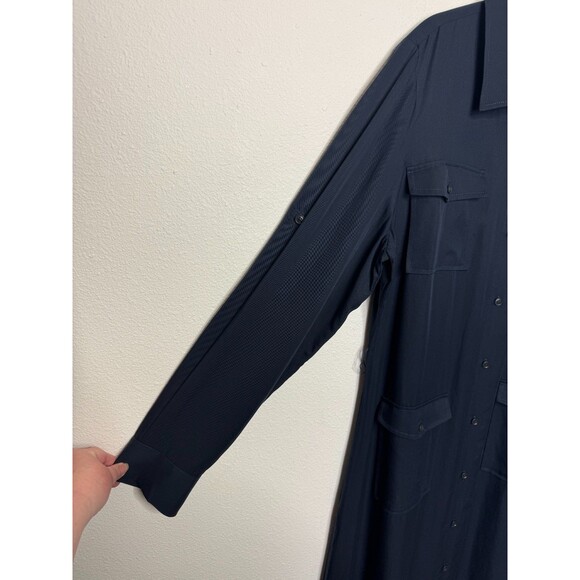 Madewell Large Utility Tie Waist Maxi Button Front Shirt Dress Navy Blue NWT - Picture 6 of 15